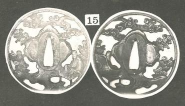 Sword Guard (Tsuba):  (front)  Seated Sage on Rock with Clouds and Flowering Bushes; (back) Flowering Bushes and Clouds