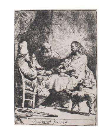 Christ at Emmaus (small plate) (H. 121, B. 88) only state