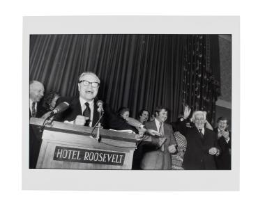 Nelson Rockefeller, Republican Headquarters on election night of Nixon landslide. from 15 Big Shots portfolio
