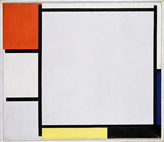 Composition with Red, Blue, Yellow, Black, and Gray