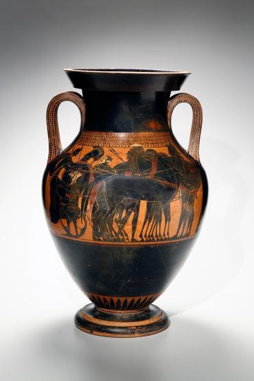 Amphora (Storage Vessel);Front: the Ransom of the Body of Hector; Back: Warriors Departing