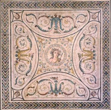 Mosaic with Imago Clipeata (Framed Portrait) of Bacchus
