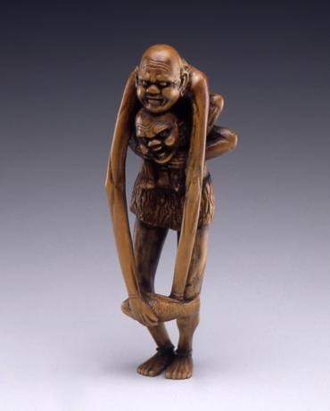 Netsuke: Ashinaga and Tenaga with a Fish