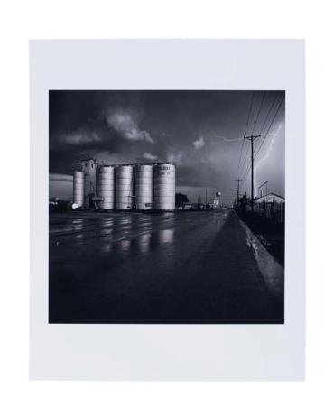 Grain Elevator and Lightning Flash, La Mesa, Texas
