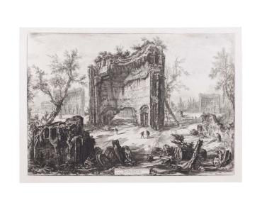 Baths of Trajan (erroneously called Baths of Titus) (Terme di Tito) (from the series, Vedute di Roma)