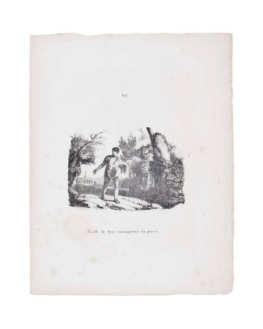 Taille de bois transportee sur pierre (from:  Collection de Plusieurs Essais en Dessins et Graveurs, Pl. VI.)