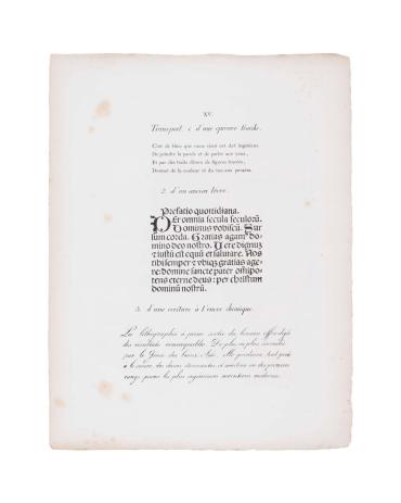 Three Examples of Lettering in Lithography  (from:  Collection de Plusieurs Essais en Dessins et Graveurs, Pl. XV.)