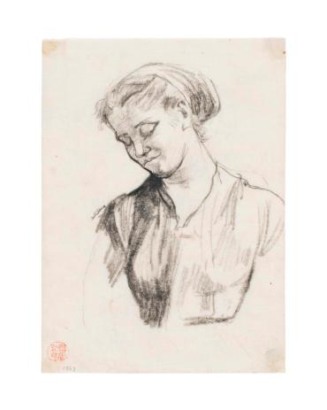 Half Length Study of a Girl with Lowered Eyes