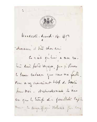 Autograph letter in French from Seymour Haden to Gustave Bourcard
