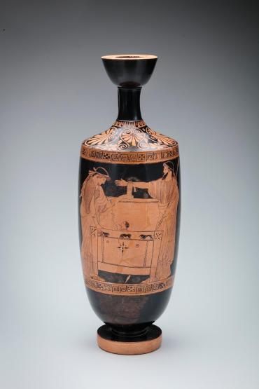 Lekythos (unguent container); Scene: King Acrisius sending off Danae and Perseus