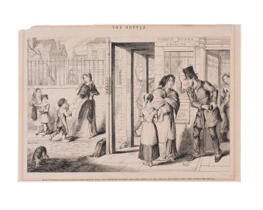 Plate IV: Unable to obtain employment...,Illustration for The Bottle.
