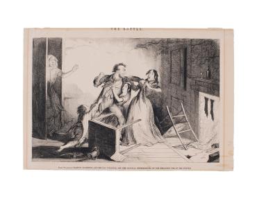 Plate VI: Fearful quarrels and brutal violence...,Illustration for The Bottle.