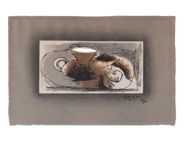 Théière sur fond gris (Teapot on Gray Background)