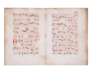 Five line music manuscript (double page)