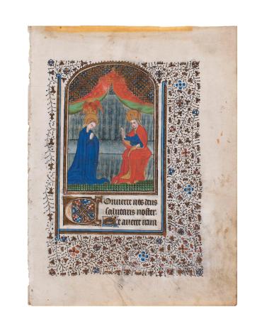 Leaf from The Book of Hour; Miniature of the Coronation of the Virgin