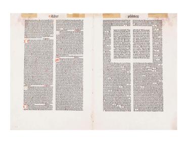 Two leaves (folio).  Biblia Latina.