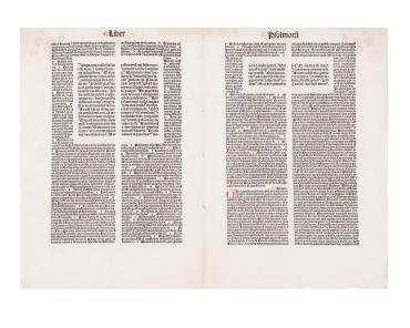 Two leaves (folio).  Biblia Latina.