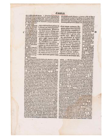 Leaf from a Koberger Bible, Vulgate text with commentary by Nicolas de Lyra