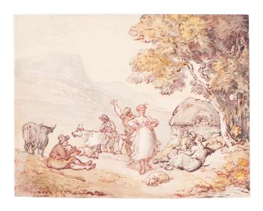 Pastoral Landscape with Dancers Dancing