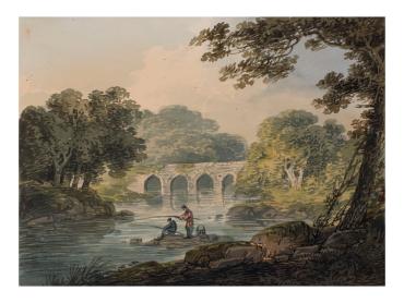 River with Bridge and Fishermen