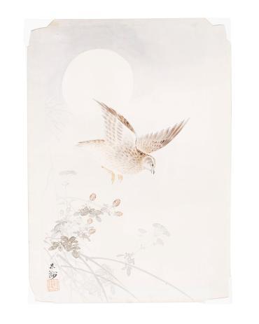 Moon, Flying Quail and Flowers