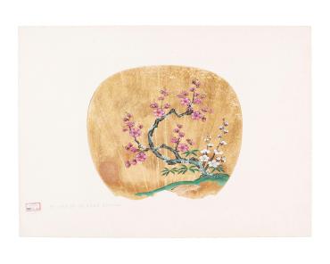 Fan painting: Blossoming Plum Branch