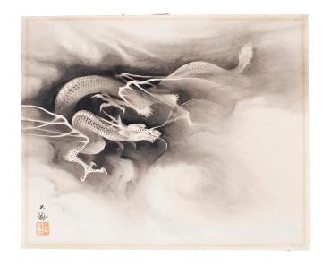 Dragon, black and white