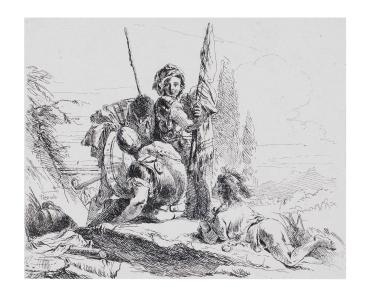 Three Warriors and a Boy (from "Vari Capricci", series of 11 plates)