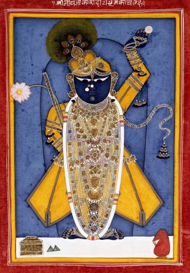 An Image of Shrinathji Dressed for Radha's Birthday