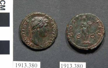 Bronze aes with portrait of Hadrian