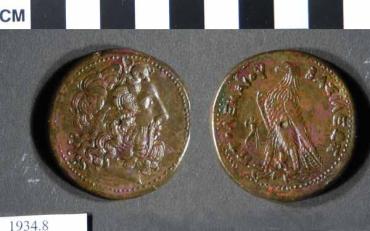 Coin, Bronze octodrachm with head of Zeus Amen