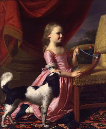 Young Lady with a Bird and a Dog