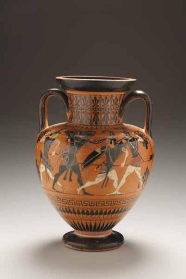 Amphora (storage vessel): Herakles in Combat with the Amazon Andromache