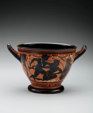 Skyphos (drinking cup); Front: Theseus and Procrustes;  Back: Theseus and Sciron
