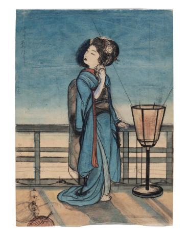 Original Study for Maiko Admiring the Moon