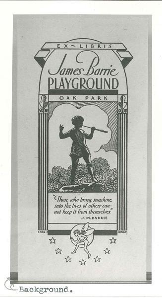 Bookplate-Ex Libris- James Barrie Playground, Oak Park