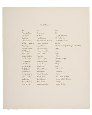 Colophon/Contents page from, 21 Etchings and Poems