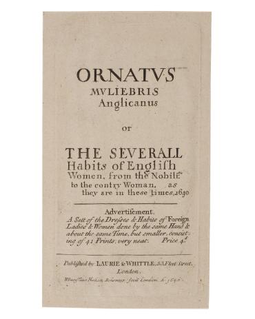 Title page from: Ornatus Muliebris Anglicanus (The Severall Habits of English Women...)
