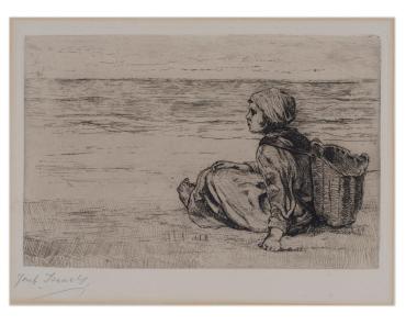 Girl with Basket Seated on the Shore