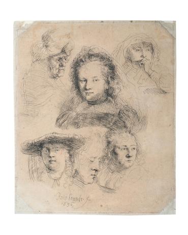 Studies of the Head of Saskia and Others (H. 145. B. 365) only state