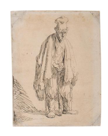 A Beggar in a High Cap, Leaning on a Stick (H. 15, B. 162) (II/II)