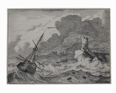 Ship on a Rough Sea from The River IJ and Seascapes