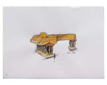 Preparatory Drawing for Steinway Concert Grand Piano and Bench: Proposal "A" for Piano Only