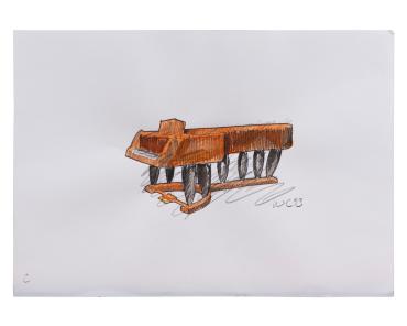 Preparatory Drawing for Steinway Concert Grand Piano and Bench: Proposal "C" for Piano Only
