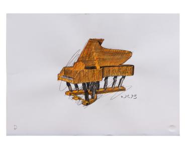 Preparatory Drawing for Steinway Concert Grand Piano and Bench: Proposal "D" for Piano Only
