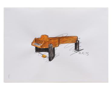Preparatory Drawing for Steinway Concert Grand Piano and Bench: Proposal "E" for Piano Only