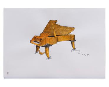 Preparatory Drawing for Steinway Concert Grand Piano and Bench: Proposal "F" for Piano Only