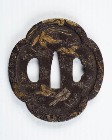 Sword Guard (Tsuba):  (front) Flying Birds; (back) Birds