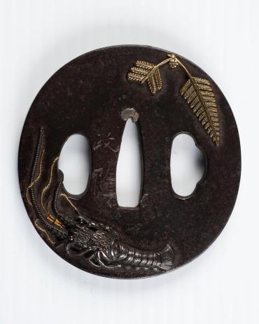 Sword Guard (Tsuba):  Lobster and Fern Leaves