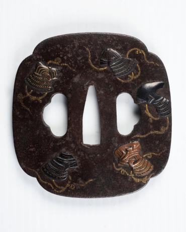 Sword Guard (Tsuba): Nine War Helmets